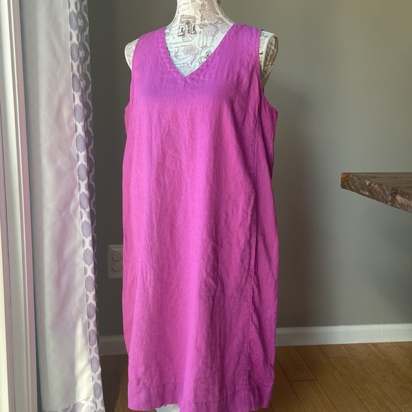 J. Jill Love Linen 100% Linen V Neck Sleeveless Pocket Dress - Picture 5 of 8